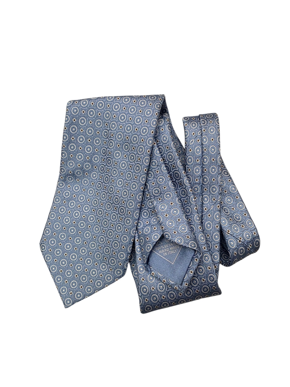 Brioni Light Blue Silk Tie with Circular Medallion Pattern
